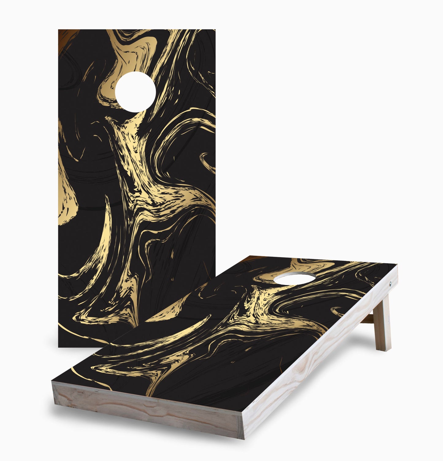 Black and Gold Marble Cornhole Boards