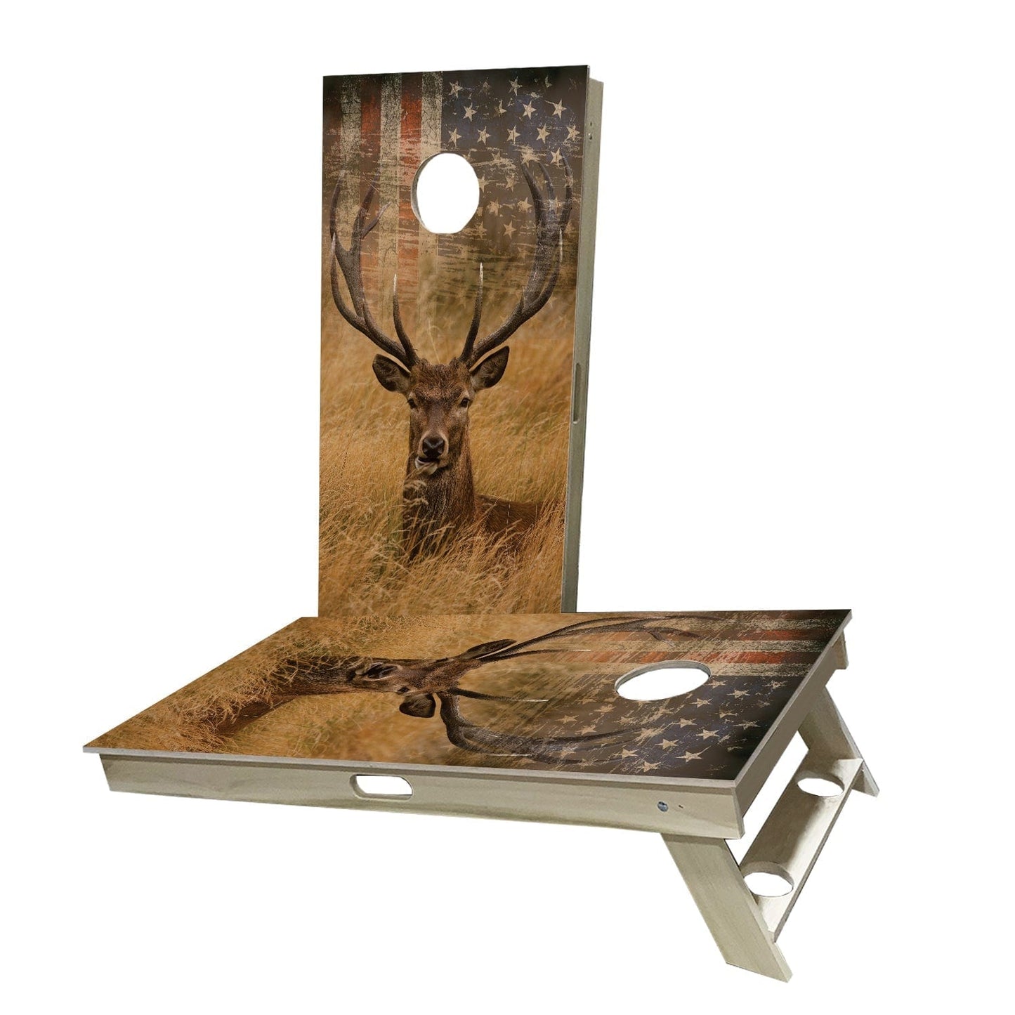 American Deer Flag Cornhole Boards