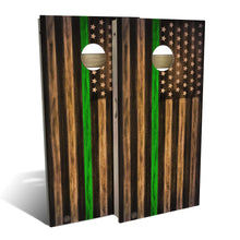 Charred First Responder USA Green Line Weatherproof Cornhole Boards
