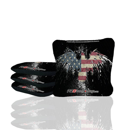 American Flag Rustic Eagle Cornhole Bags