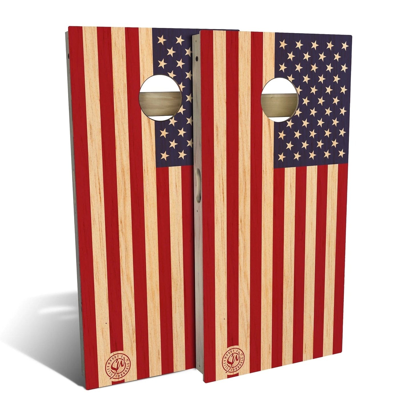 Butternut Wood American Flag Weatherproof Cornhole Boards