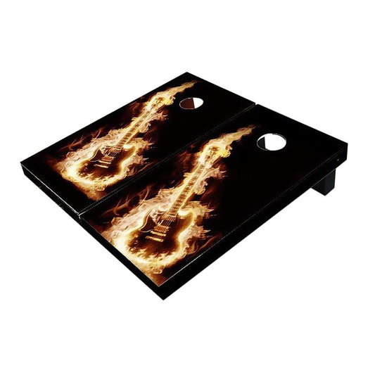 Flaming Guitar All-Weather Cornhole Boards