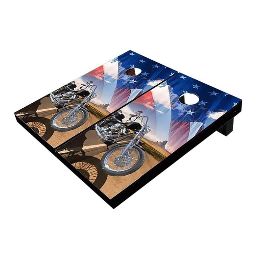 Motorcycle Desert and American Flag All-Weather Cornhole Boards