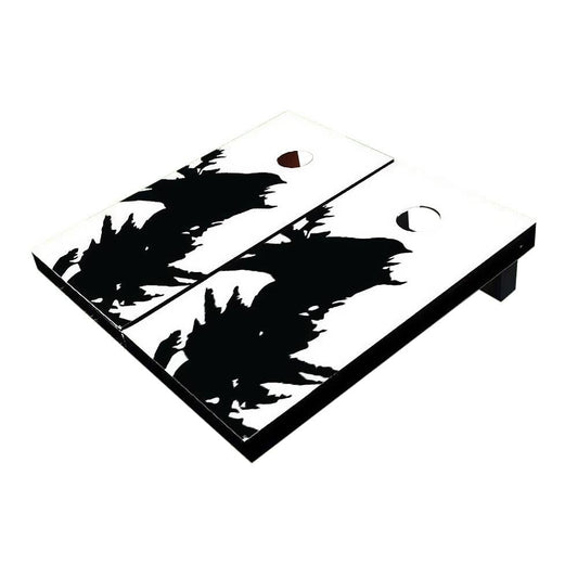 Raven on a Tree White All-Weather Cornhole Boards