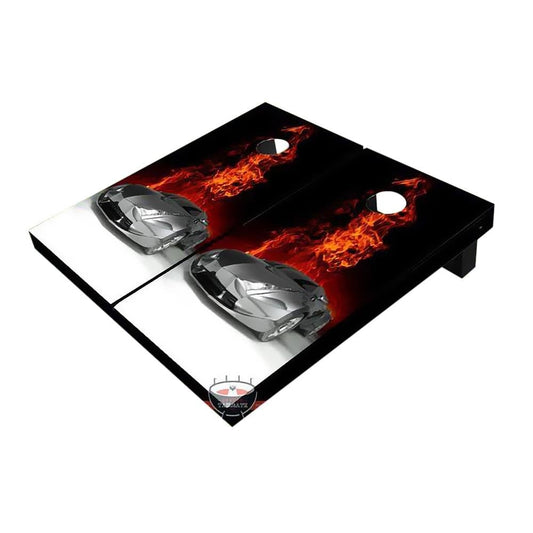 Sports Car With Flames All-Weather Cornhole Boards