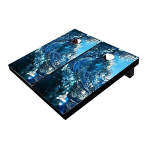 Dark Blue wave Theme All-Weather Cornhole Boards
