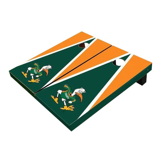 Miami Green And Orange Triangle Cornhole Boards