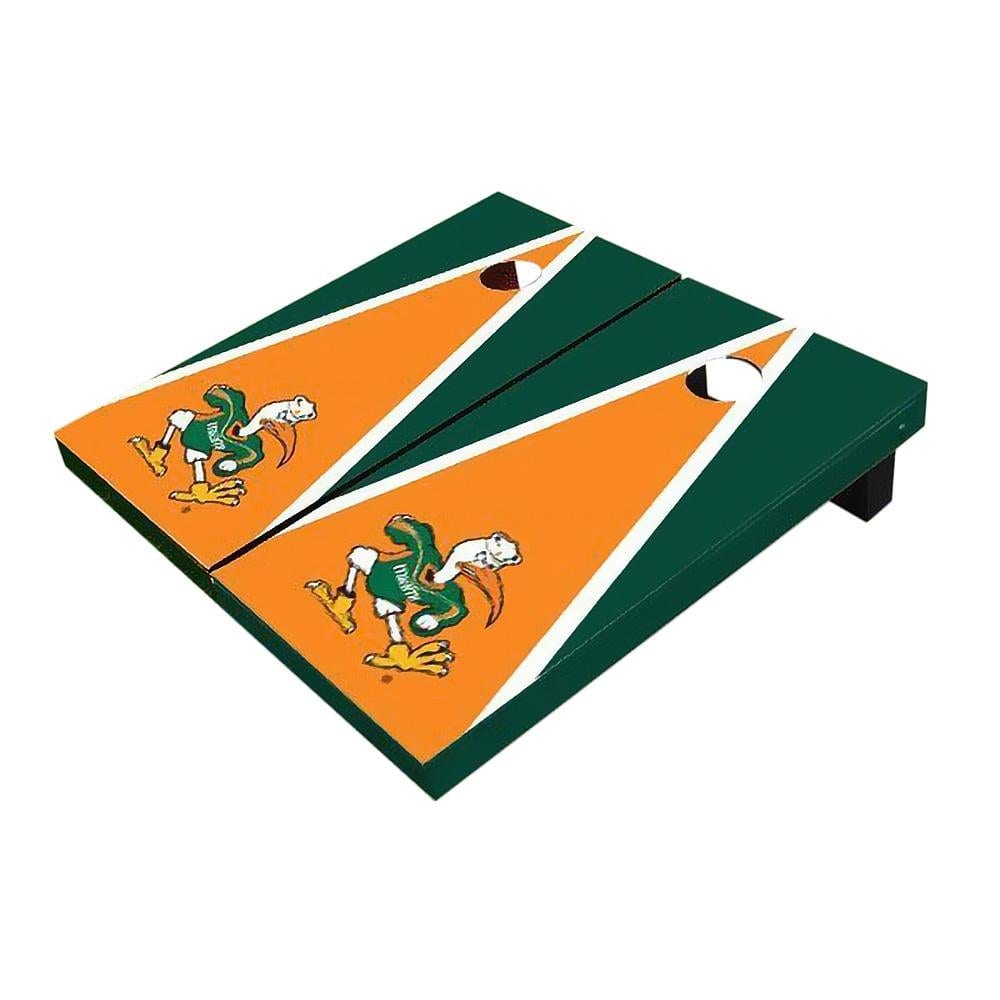 Miami Orange And Green Triangle All-Weather Cornhole Boards