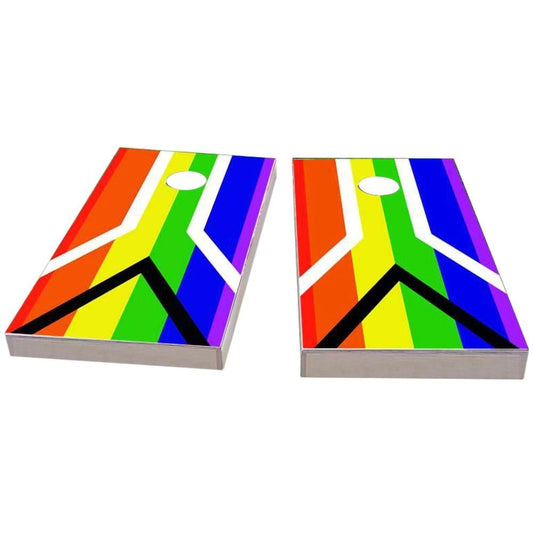 Gay Pride Rainbow Flag with Peace Sign All-Weather Cornhole