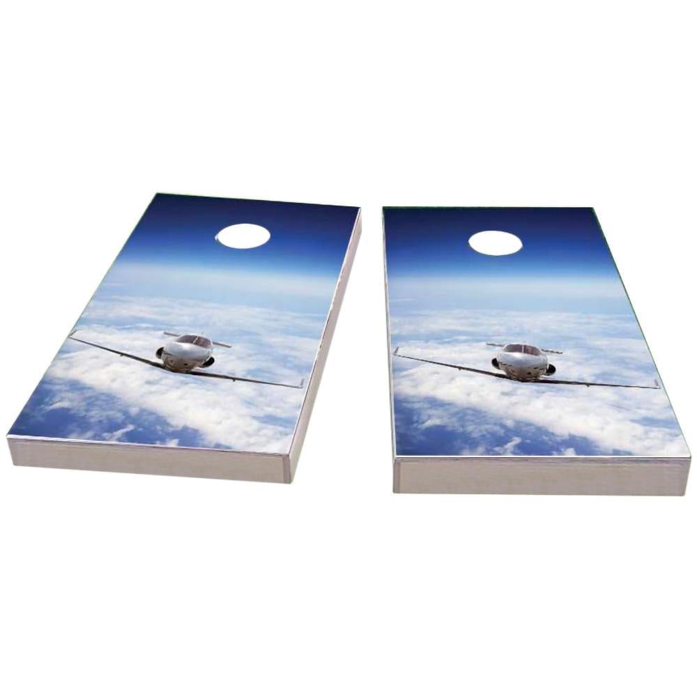 Private Jet Flying Above the Clouds All-Weather Cornhole