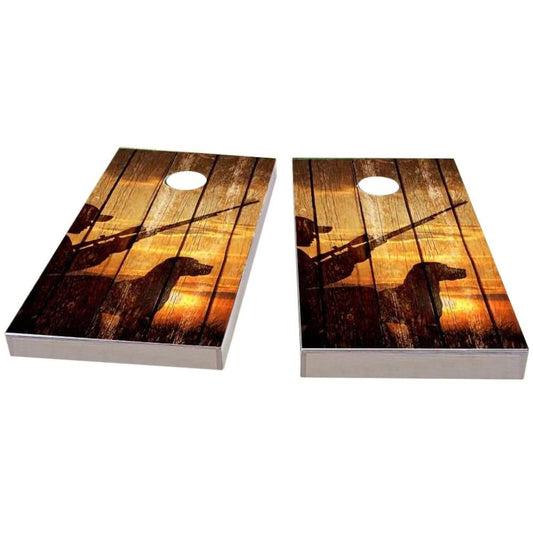 Sunrise Hunters With Wood Slat All-Weather Cornhole