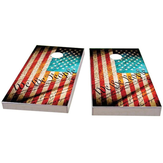 Worn Flag We The People All-Weather Cornhole