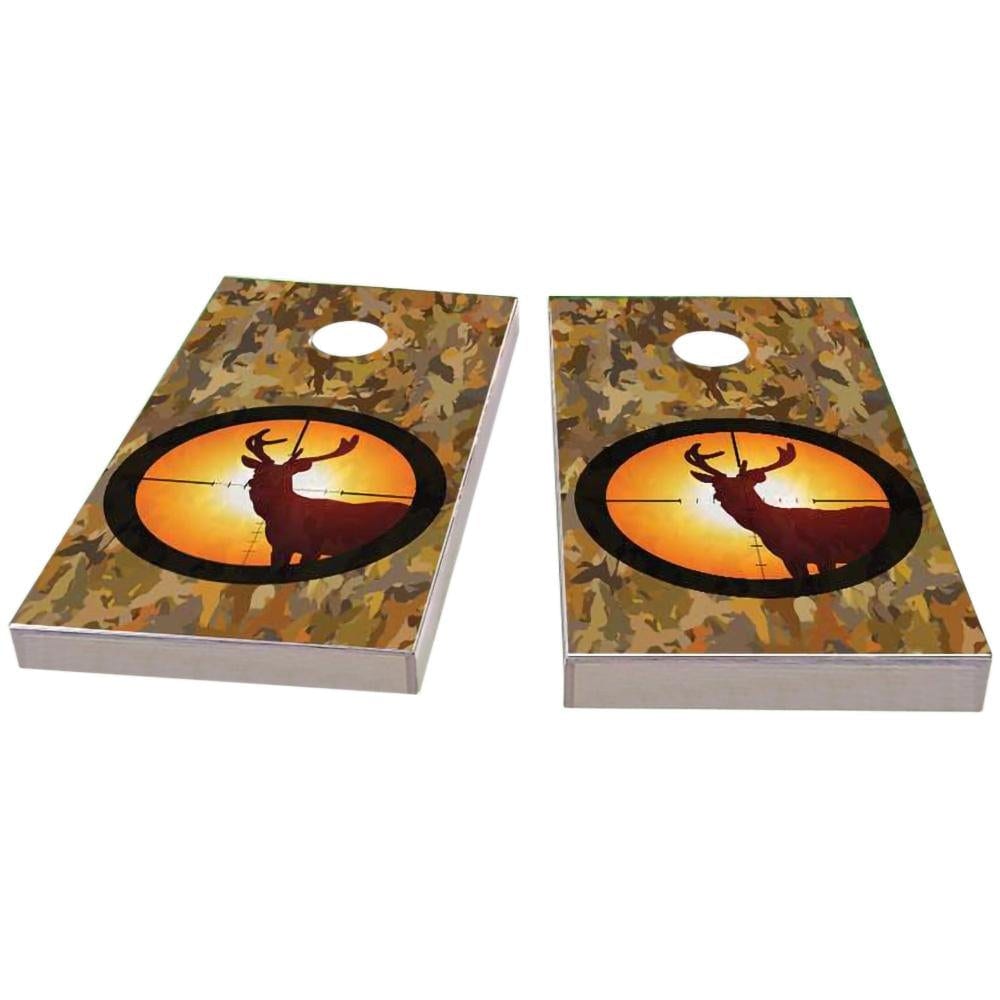 Camo Deer Hunter Cornhole Boards