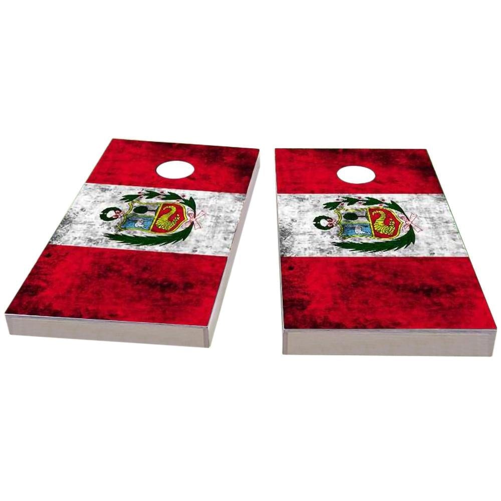 Peru Worn Flag All-Weather Cornhole