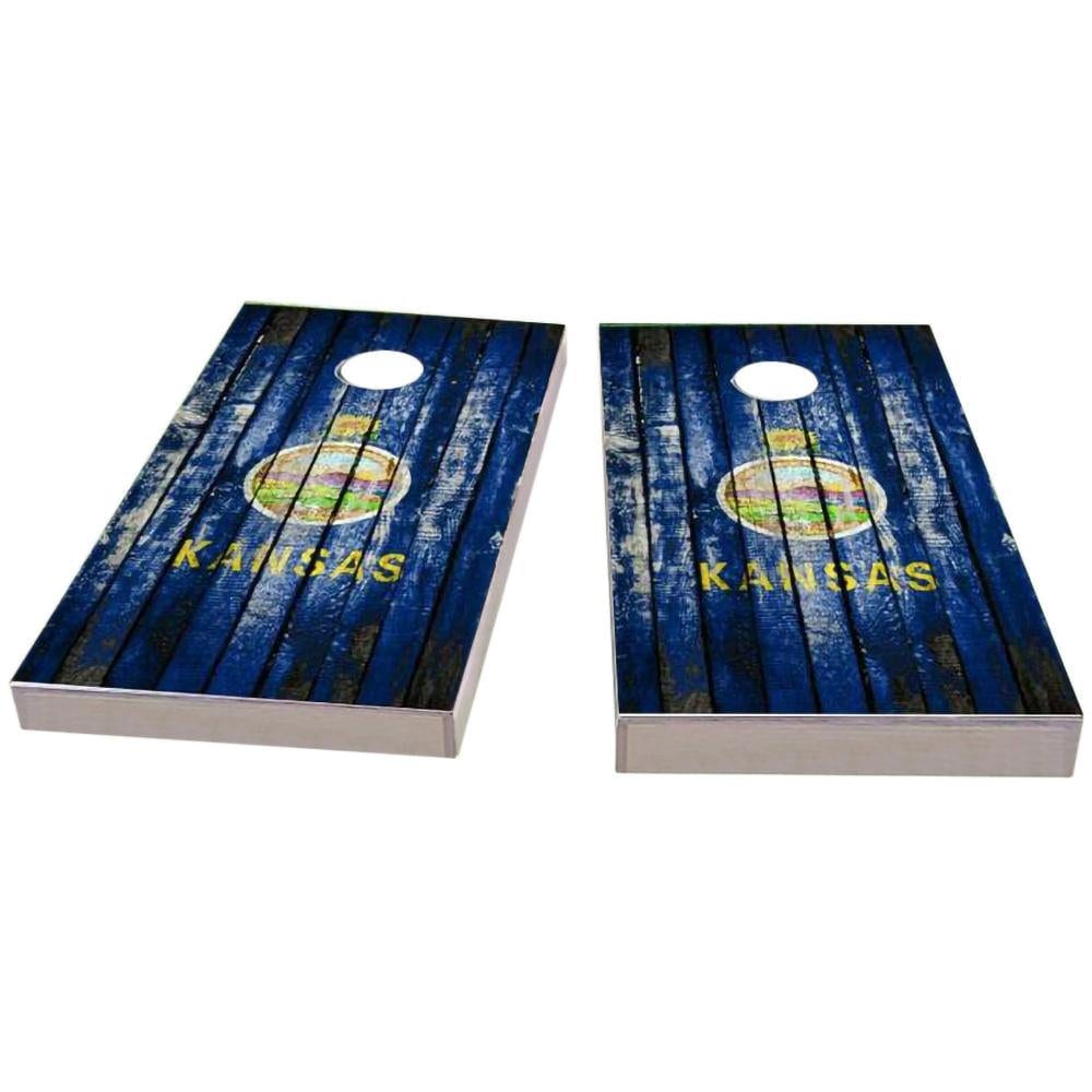 Kansas Distressed Cornhole Boards