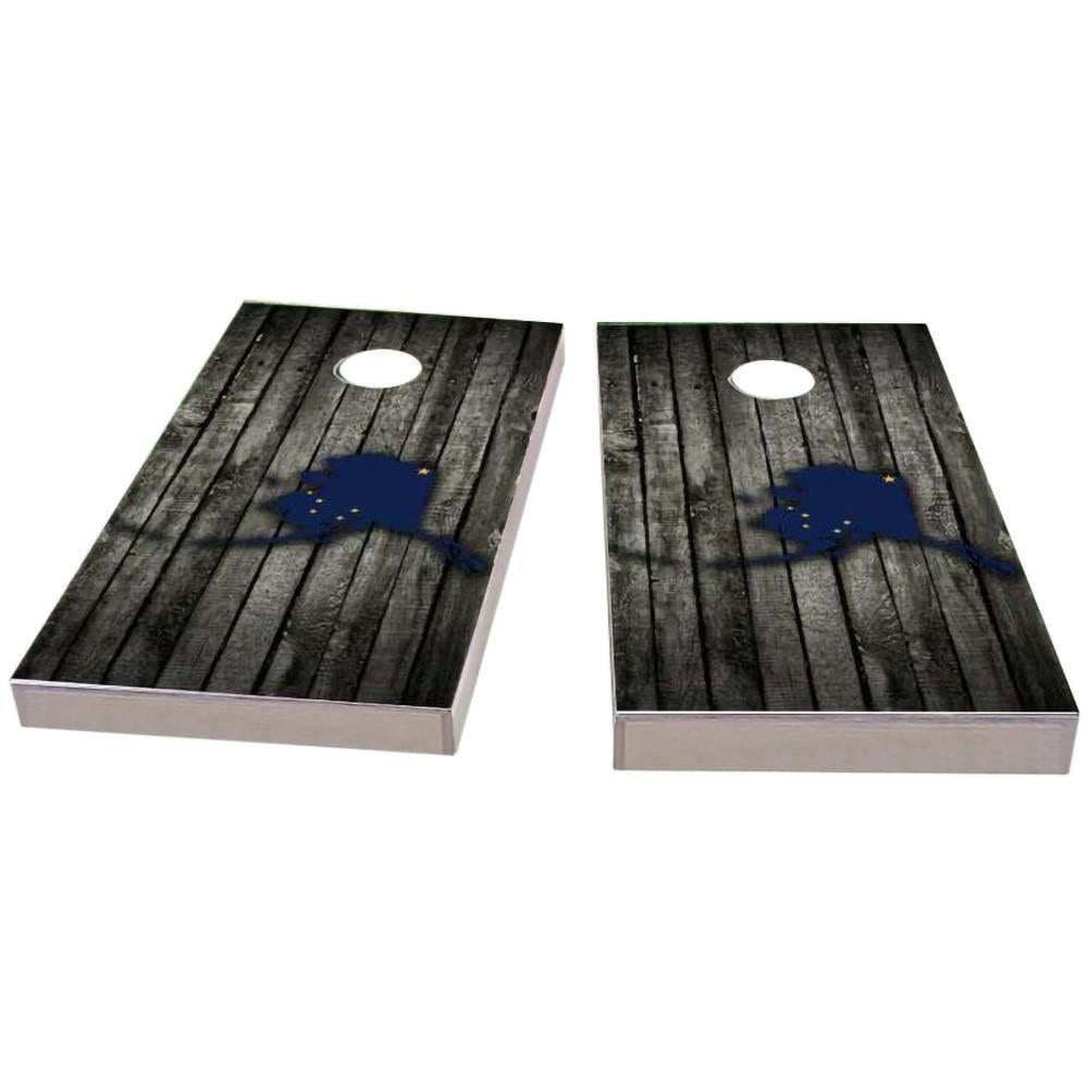 Alaska Wood Slate & Map All-Weather Cornhole