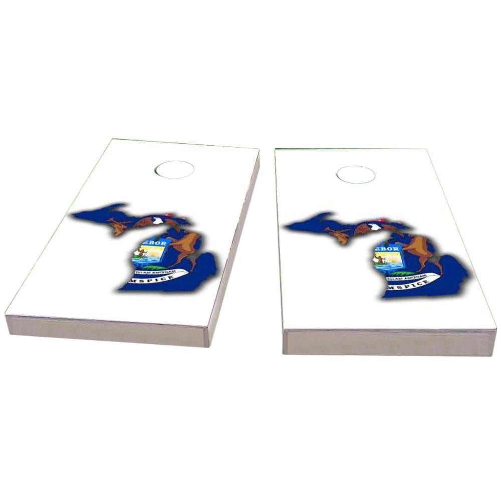 Michigan Outline (White) Cornhole Boards