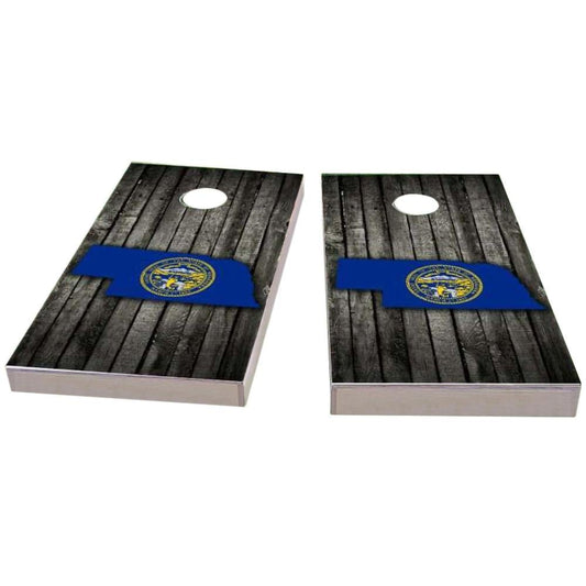 Nebraska Wood Slate & Map All-Weather Cornhole