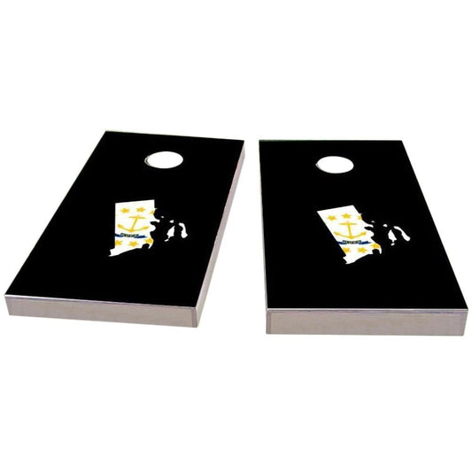 Rhode Island Outline (Black) All-Weather Cornhole