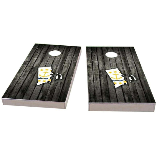 Rhode Island Wood Slate & Map All-Weather Cornhole