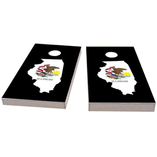 Illinois Outline (Black) All-Weather Cornhole