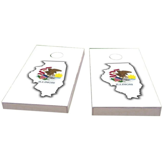 Illinois Outline (White) All-Weather Cornhole