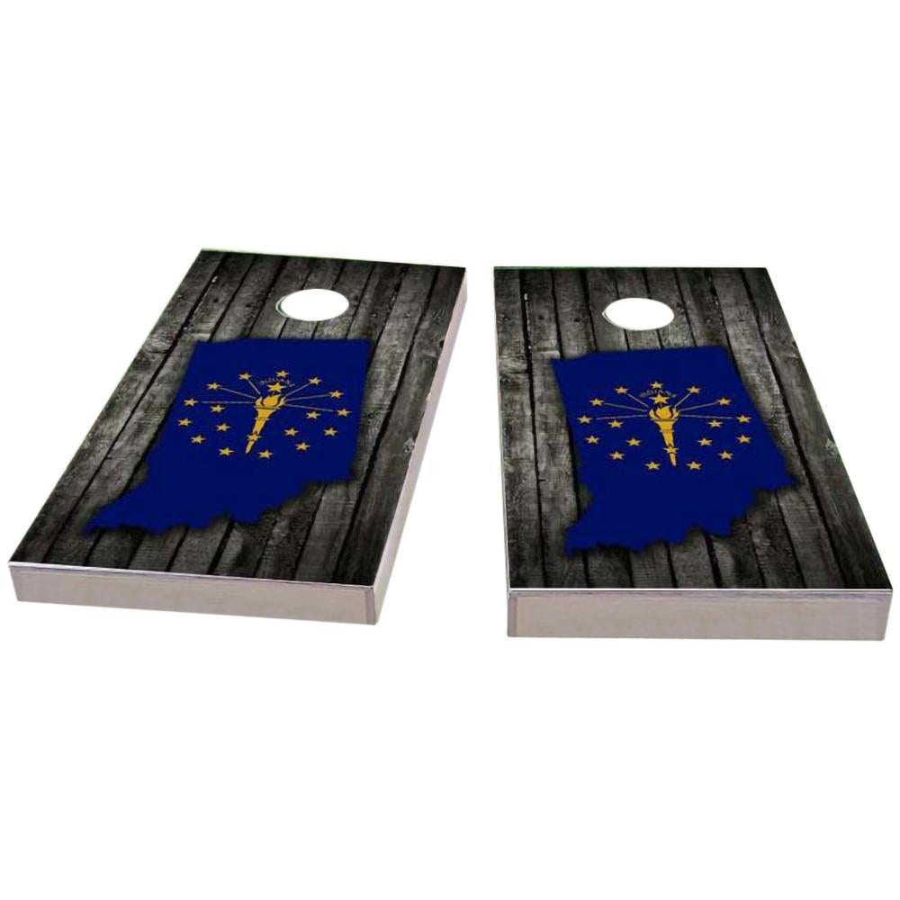 Indiana Wood Slate & Map All-Weather Cornhole