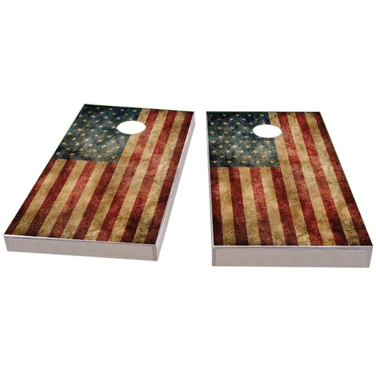 A Worn American Flag All-Weather Cornhole