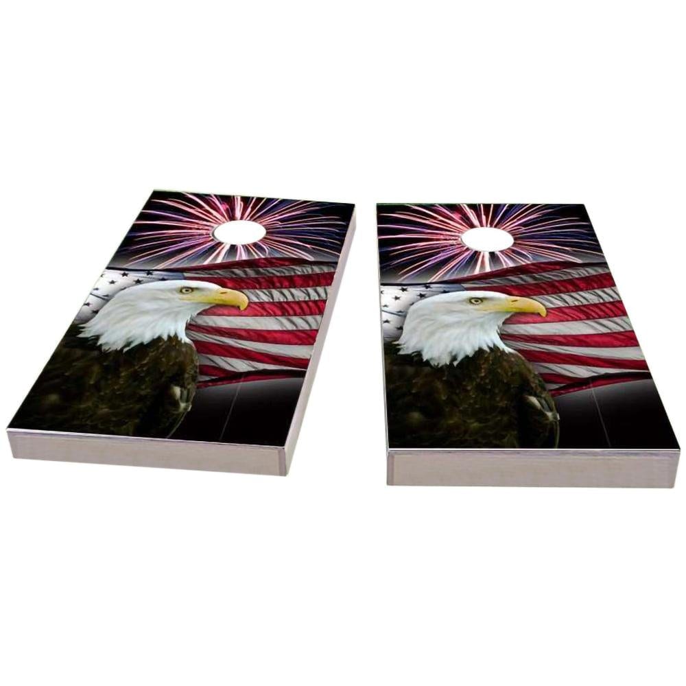 American Flag Bald Eagle Fireworks All-Weather Cornhole