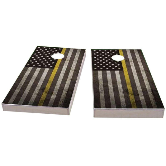 American Flag Thin Gold Line (Dispatcher) All-Weather Cornhole