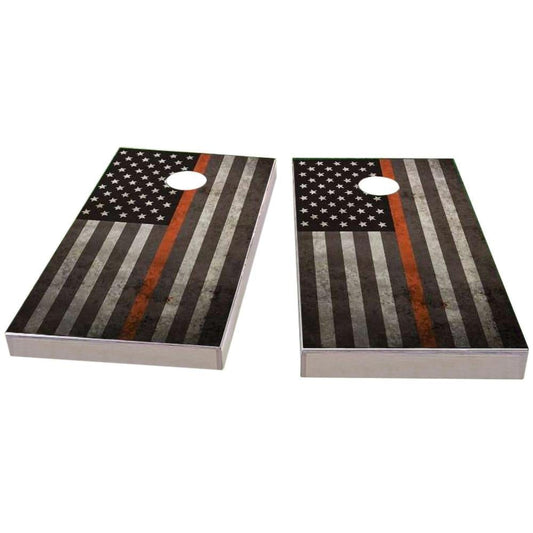 American Flag Thin Orange Line (EMS) All-Weather Cornhole