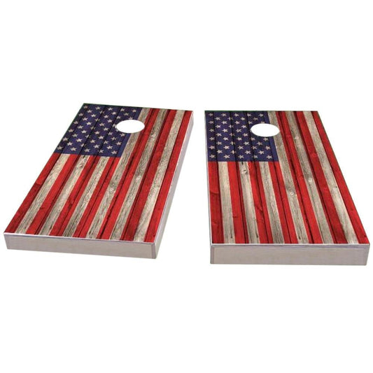 American Flag Wood Slat All-Weather Cornhole