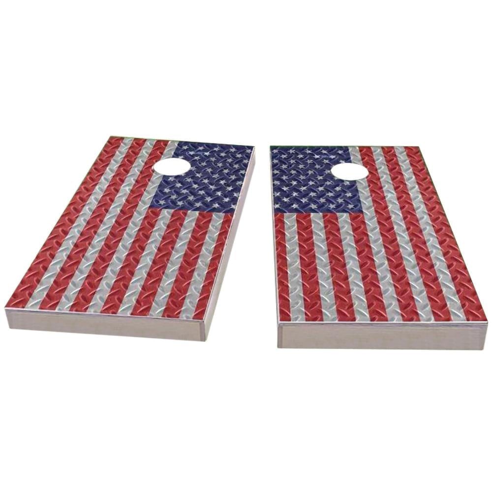 American Flag Diamond Plate All-Weather Cornhole