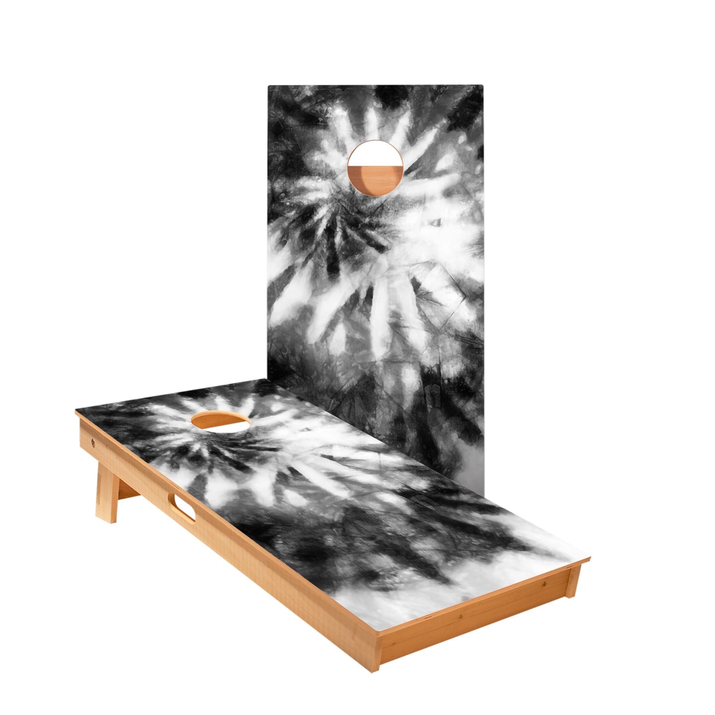 Tie-Dye Black And White Cornhole Boards