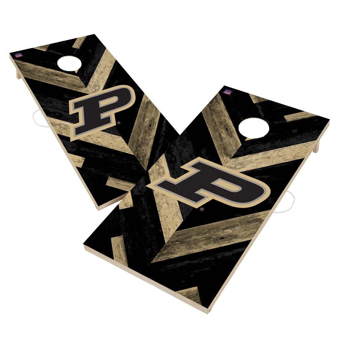 Purdue University Boilermakers Cornhole Board Set - Herringbone Design