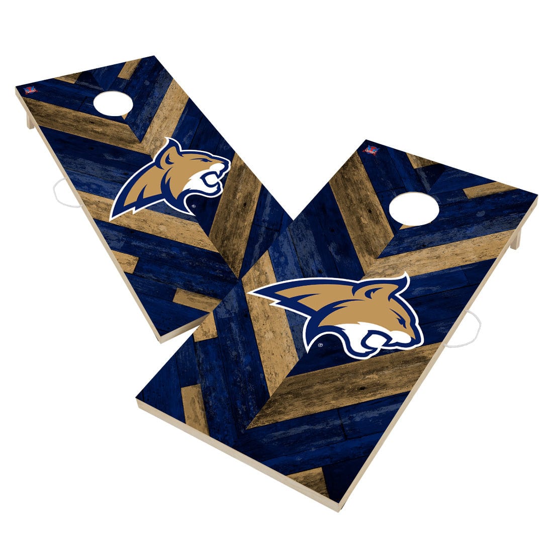 Montana State University Fighting Bobcats Cornhole Board Set - Herringbone Design