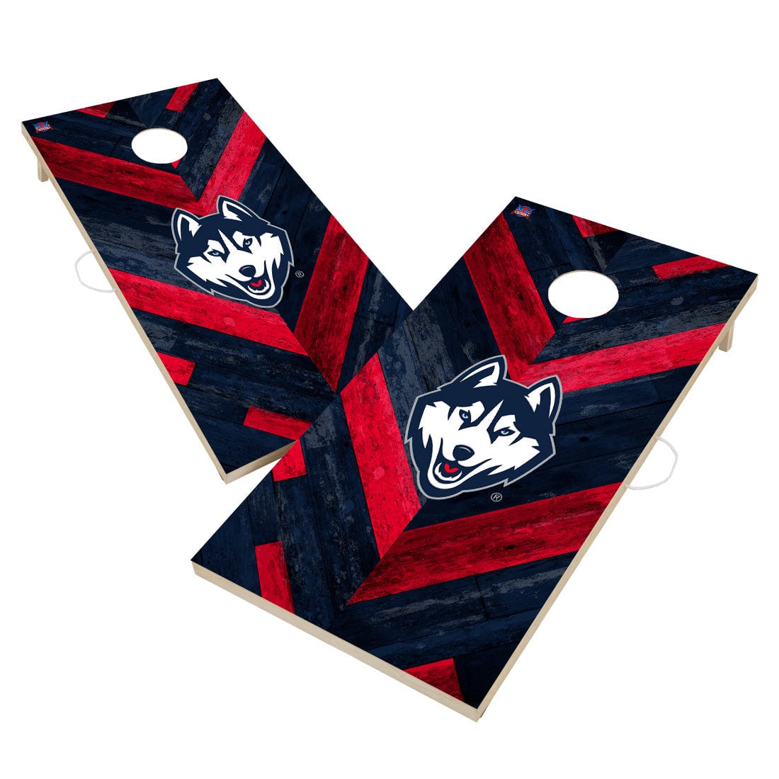 Connecticut UCONN Huskies Cornhole Board Set - Herringbone Design