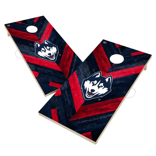 Connecticut UCONN Huskies Cornhole Board Set - Herringbone Design