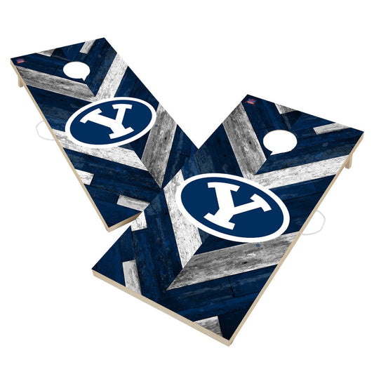 Brigham Young University BYU Cougars Cornhole Board Set - Herringbone Design