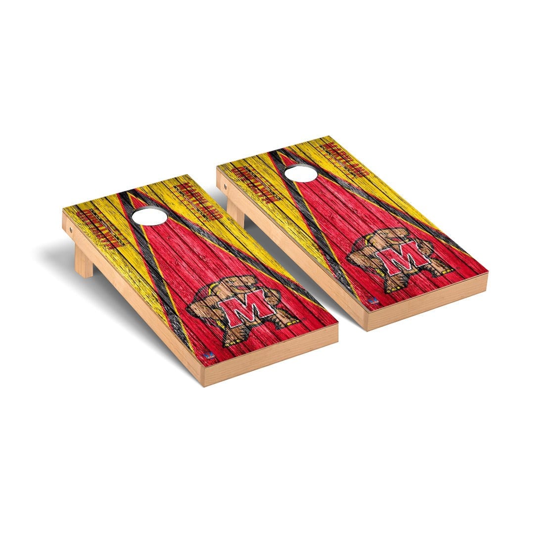 Maryland Terrapins Cornhole Board Set - Triangle Weathered Version