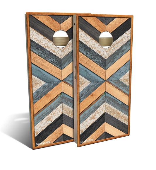 Multi Weathered Stain Chevron Cornhole Boards