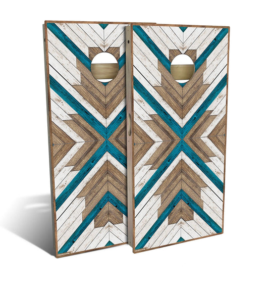 White And Blue Chevron Cornhole Boards