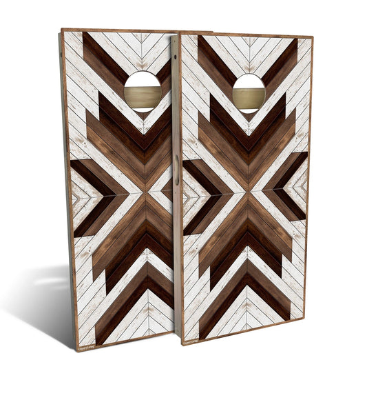 White And Dark Stain Chevron Cornhole Boards