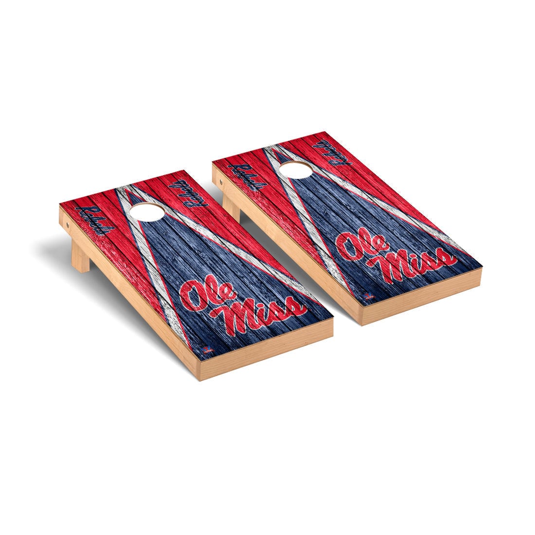 Ole Miss Rebels Cornhole Board Set - Triangle Weathered Version