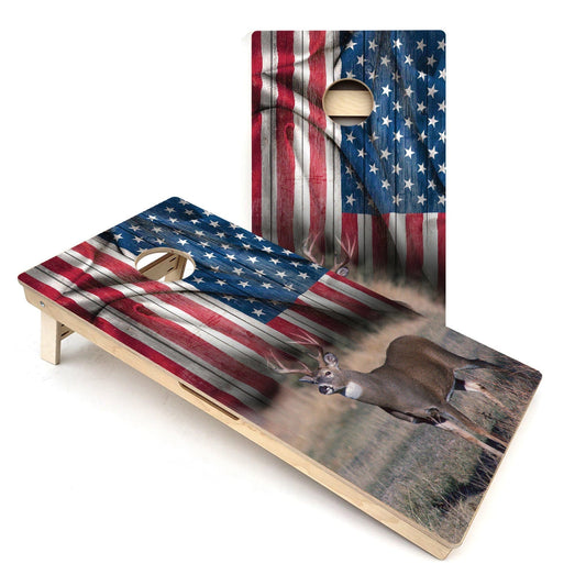 Deer Field Flag All-Weather Cornhole Boards