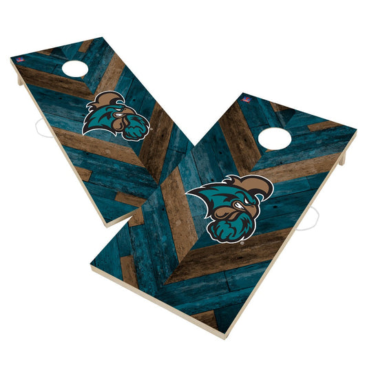 Coastal Carolina Chanticleers Cornhole Board Set - Herringbone Design