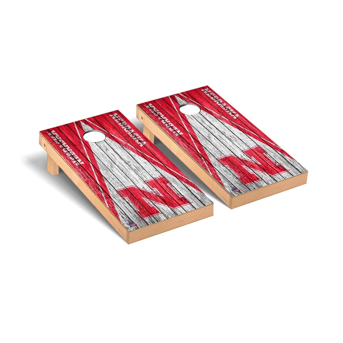 Nebraska Cornhuskers Cornhole Board Set - Triangle Weathered Version