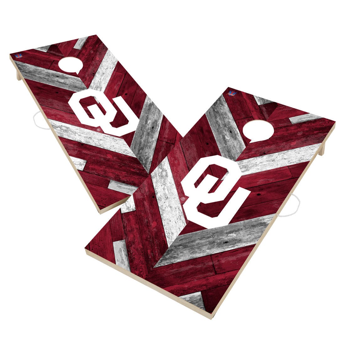 Oklahoma Sooners Cornhole Board Set - Herringbone Design