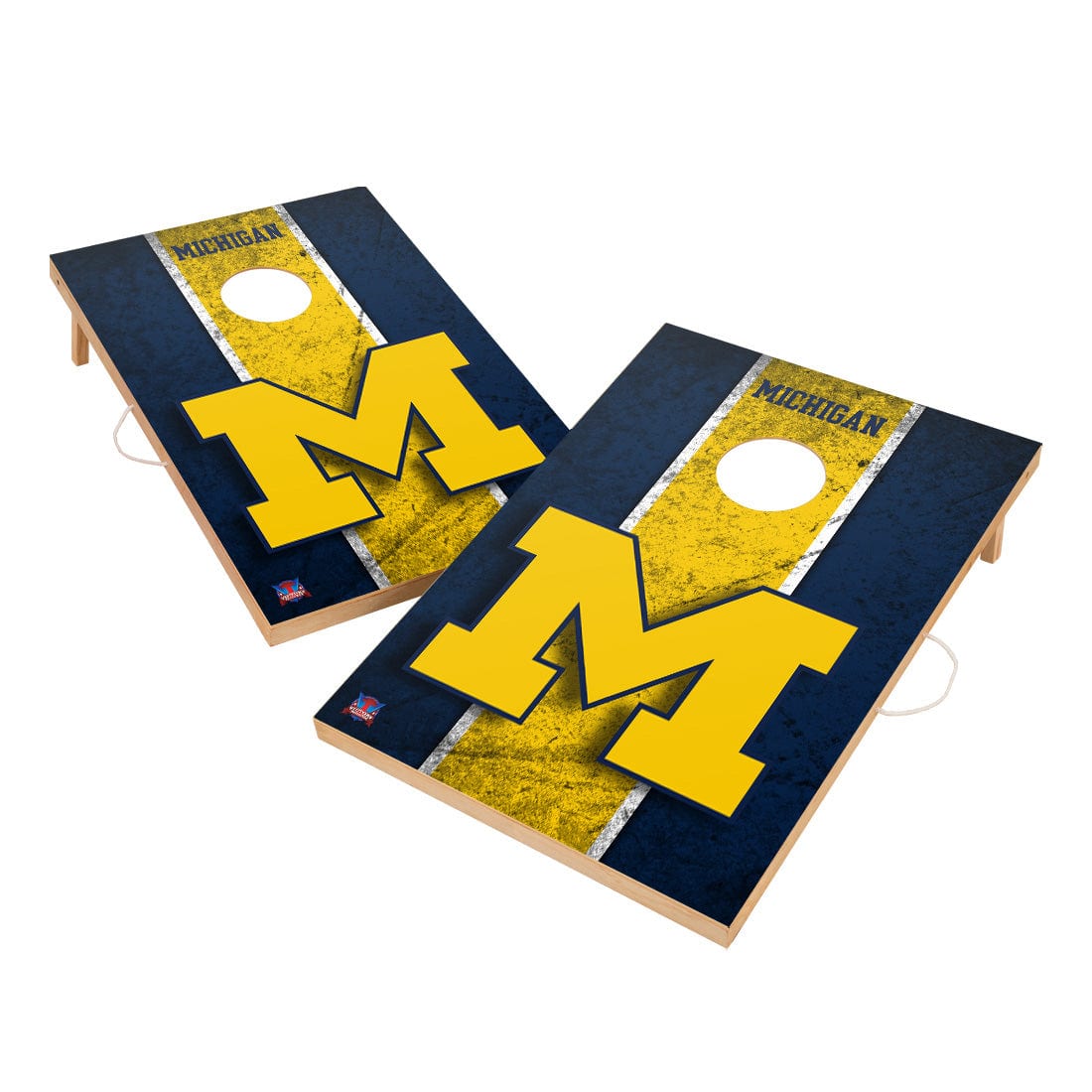 Vintage Michigan Wolverines Solid Wood 2x3 Cornhole Set