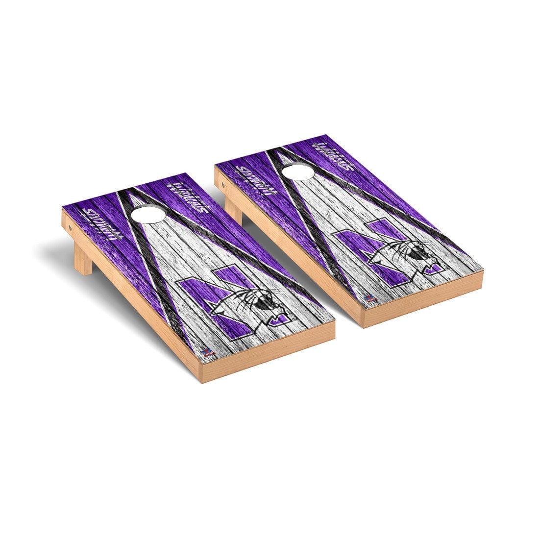 Northwestern Wildcats Cornhole Board Set - Weathered Triangle Version